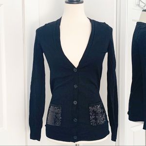J. Crew XS Black Merino Wool Cardigan